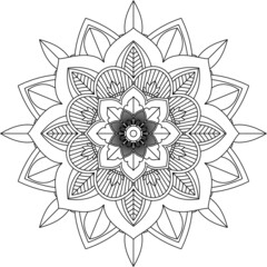 Easy Mandala coloring book simple and basic for beginners, seniors and children. Set of Mehndi flower pattern for Henna drawing and tattoo. Decoration in ethnic oriental, Indian style.