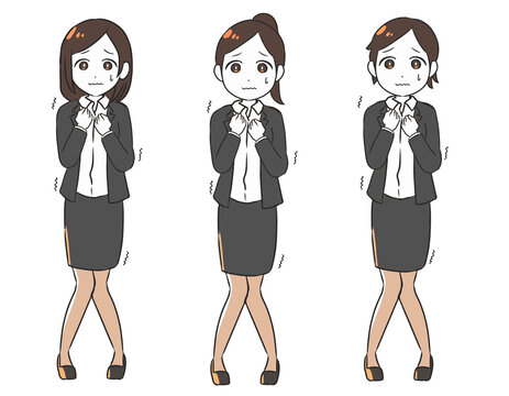 震えるOL　スカート　ストッキング