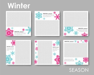 Social media editable post banner with winter snowflake theme, christmas, snow. Web banners for social media. Clear and simple design, vector illustration.	
