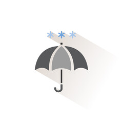 Umbrella and snow. Isolated color icon. Weather vector illustration