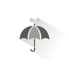 Umbrella and soft snow. Isolated color icon. Weather vector illustration