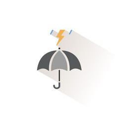 Umbrella and storm. Isolated color icon. Weather vector illustration