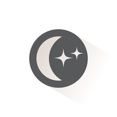 Waning crescent moon with stars. Isolated color icon. Weather vector illustration