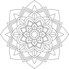 Easy Mandala coloring book simple and basic for beginners, seniors and children. Set of Mehndi flower pattern for Henna drawing and tattoo. Decoration in ethnic oriental, Indian style.