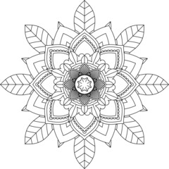 Easy Mandala coloring book simple and basic for beginners, seniors and children. Set of Mehndi flower pattern for Henna drawing and tattoo. Decoration in ethnic oriental, Indian style.