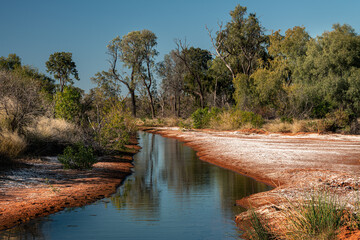Artesian Bore water drain in Outback Queensland, Australia