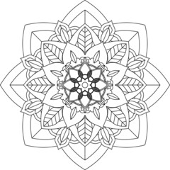 Easy Mandala coloring book simple and basic for beginners, seniors and children. Set of Mehndi flower pattern for Henna drawing and tattoo. Decoration in ethnic oriental, Indian style.