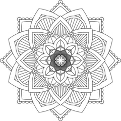 Fototapeta premium Easy Mandala coloring book simple and basic for beginners, seniors and children. Set of Mehndi flower pattern for Henna drawing and tattoo. Decoration in ethnic oriental, Indian style.