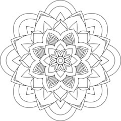 Easy Mandala coloring book simple and basic for beginners, seniors and children. Set of Mehndi flower pattern for Henna drawing and tattoo. Decoration in ethnic oriental, Indian style.