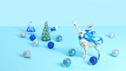 Christmas decorations, postcard, banner for showing, minimal holiday concept, modern new year...