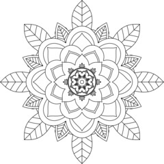 Easy Mandala coloring book simple and basic for beginners, seniors and children. Set of Mehndi flower pattern for Henna drawing and tattoo. Decoration in ethnic oriental, Indian style.