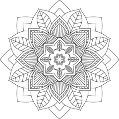 Easy Mandala coloring book simple and basic for beginners, seniors and children. Set of Mehndi flower pattern for Henna drawing and tattoo. Decoration in ethnic oriental, Indian style.