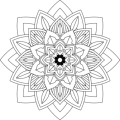 Easy Mandala coloring book simple and basic for beginners, seniors and children. Set of Mehndi flower pattern for Henna drawing and tattoo. Decoration in ethnic oriental, Indian style.