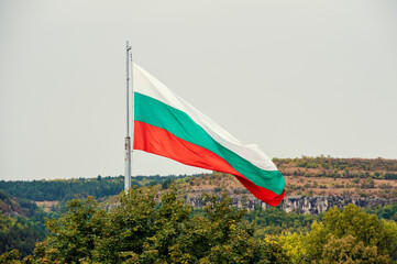 Bulgarian national flag waving on the wind
