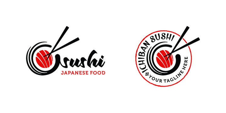 Sushi logo japanese food restaurant design inspiration template