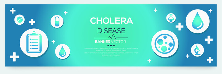 Fototapeta na wymiar Creative (Cholera) disease Banner Word with Icons ,Vector illustration. 