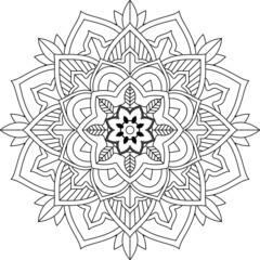 Easy Mandala coloring book simple and basic for beginners, seniors and children. Set of Mehndi flower pattern for Henna drawing and tattoo. Decoration in ethnic oriental, Indian style.