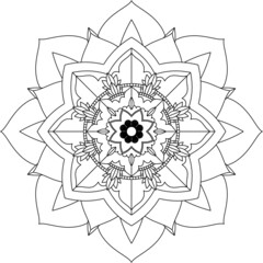 Easy Mandala coloring book simple and basic for beginners, seniors and children. Set of Mehndi flower pattern for Henna drawing and tattoo. Decoration in ethnic oriental, Indian style.