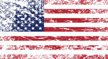 USA flag in grunge style. Old dirty American flag.