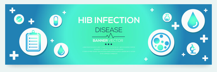 Fototapeta na wymiar Creative (Hib Infection) disease Banner Word with Icons ,Vector illustration. 