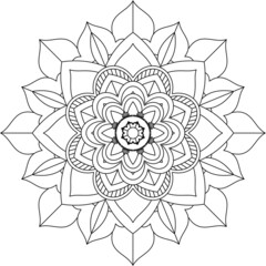 Easy Mandala coloring book simple and basic for beginners, seniors and children. Set of Mehndi flower pattern for Henna drawing and tattoo. Decoration in ethnic oriental, Indian style.