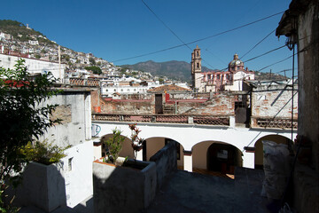 View of Taxco de Alarcon, Guerrero, Mexico, including the Santa Prisca church.