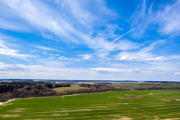 Rural landscape, aerial view, nature background