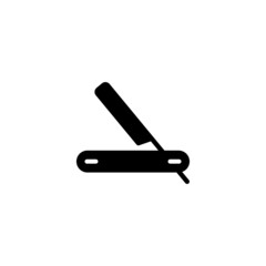 Obraz premium Straight Razor Icon in black flat glyph, filled style isolated on white background