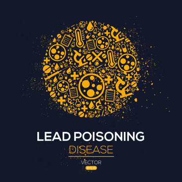 Creative (Lead Poisoning) disease Banner Word with Icons ,Vector illustration.
