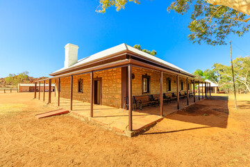 Buildings of the old telegraph station in Alice Springs town. An historic landmark in Alice Springs, Northern Territory, Central Australia. Outback Red Center desert.