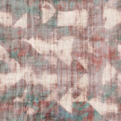 Fototapeta premium Seamless old aged tapestry rug kilim pattern. High quality illustration. Sun bleached red, burnt orange, and turquoise blue colored vintage Turkish style rug design. Antique carpet graphic design.