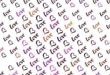 Dark Pink, Yellow vector background with hearts.