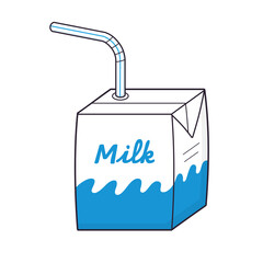 Milk box with straw isolated