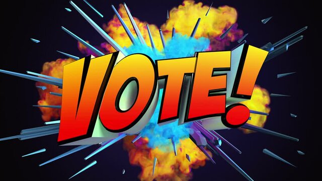 Colored abstract explosion with message Vote! in 4K