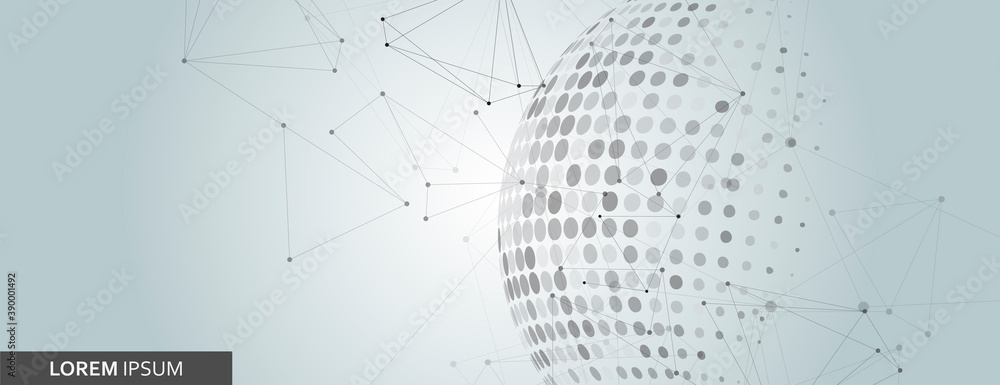 Aufkleber Halftone circle. Vector planet symbol. Abstract dotted globe illustration on white background