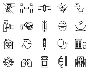 Simple Set of Coronavirus Protection Related Vector Line Icons. Editable Stroke. 64x64 Pixel Perfect.