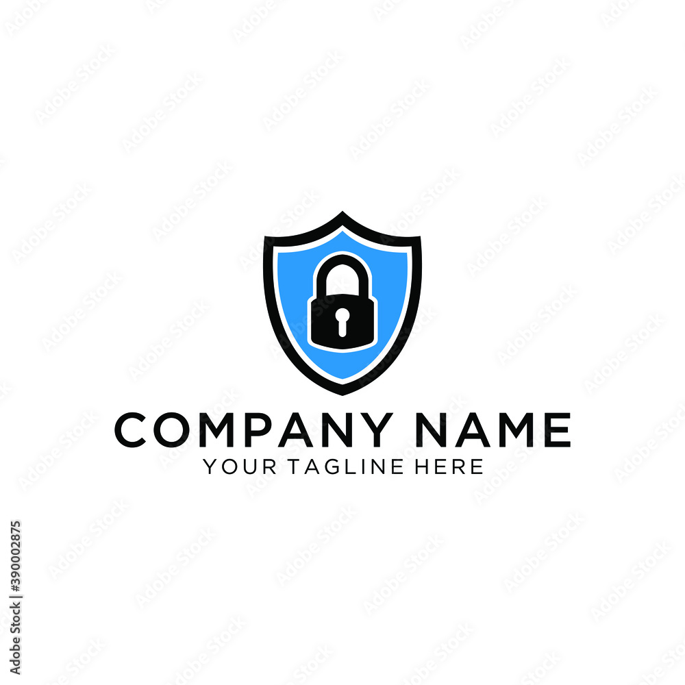 Poster simple line shield icon security logo isolated on white background. flat vector logo design template