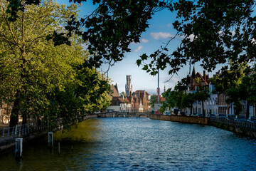 Fototapeta na wymiar View on Bruges over the canal