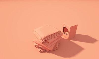3d render of modrn abstract washing machine in pastel background
