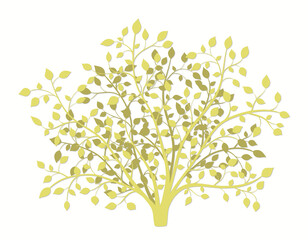 Drawing of a shrub silhouette in yellow on a light background