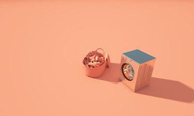 3d render of modrn abstract washing machine in pastel background