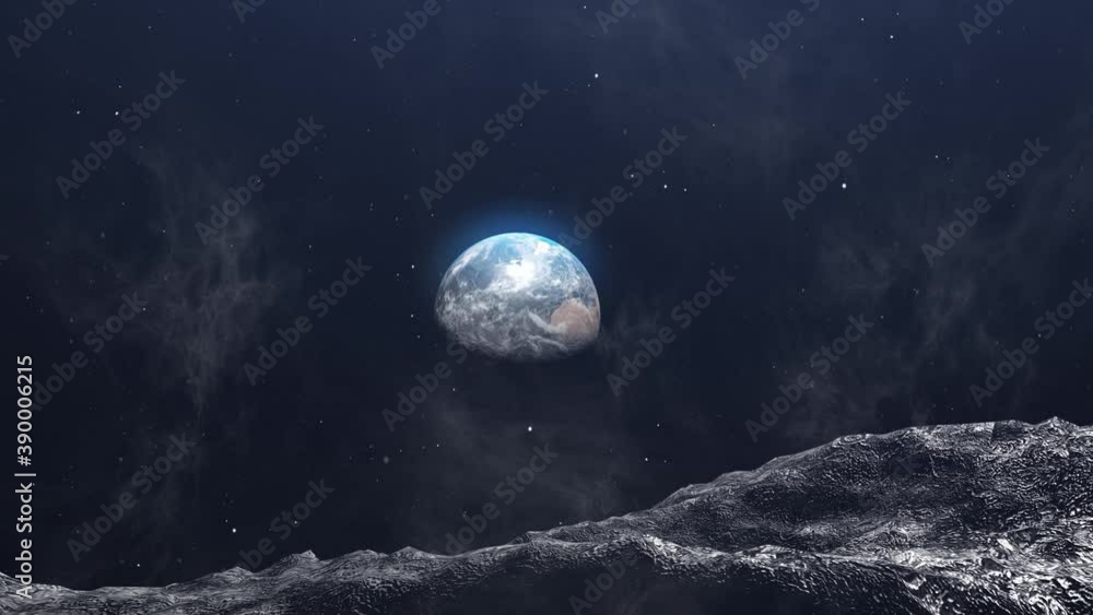 Wall mural giant asteroid meteor rock heading to planet earth 3d rendering cinematic vision, outer space view