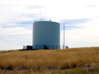 Water treatment tank outdoors.