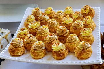 Sweet tarts, dessert for a party in restaurant.