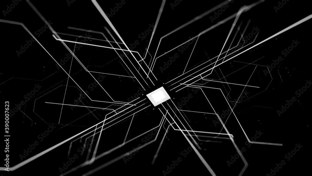 Poster process of automatically signal transmission on black background. animation. the movement and proces
