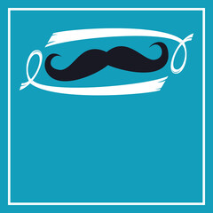 Prostate cancer awareness month. Men's health concept. Mustaches and blue ribbon background. Place Your Own Text On This Poster. 