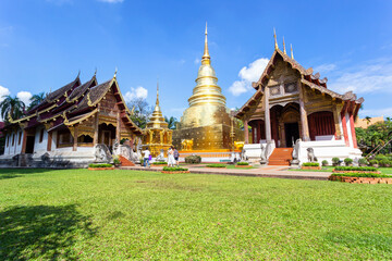 Fototapeta premium Wat Phra Singh is a beautiful old temple in Chiang Mai, Chiag Mai Province, Thailand