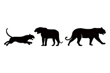 panther silhouette icon vector set for logo
