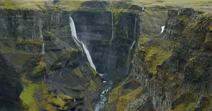 Most beautiful Haifoss waterfall in iceland highland