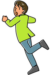 背を向けて走る男性